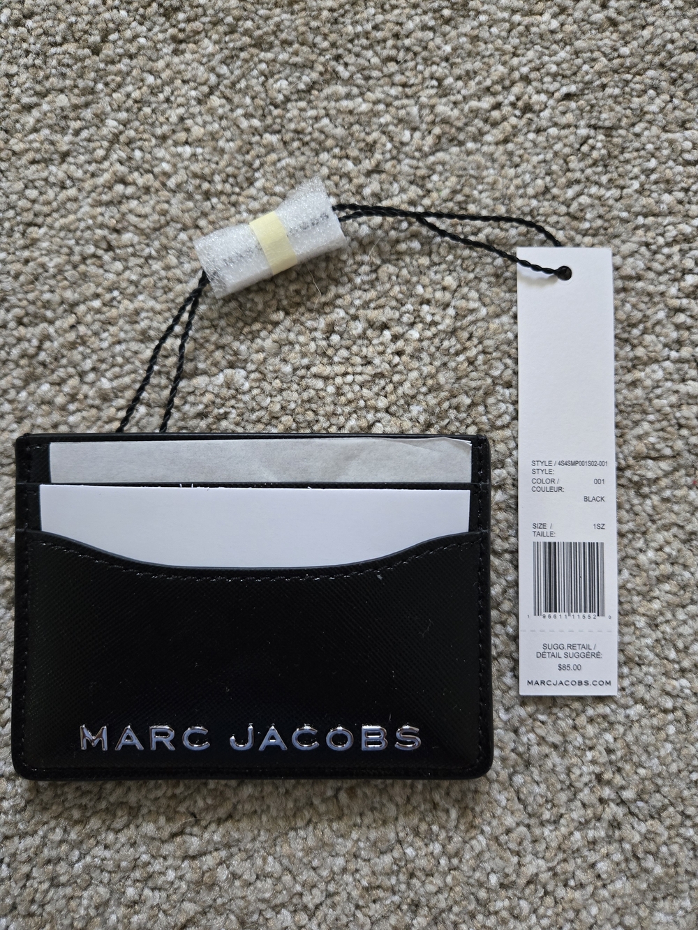 Marc Jacobs Black Leather Card Holder with Silver Logo